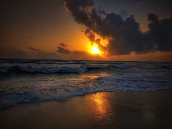 Scenic view of sea against sky during sunset