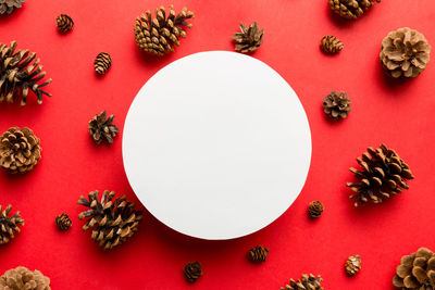 Directly above shot of christmas decorations on table