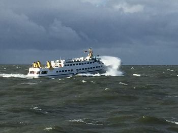 Ship sailing in sea