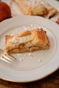 Close-up of cake in plate on table