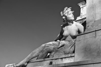 Low angle view of statue against clear sky