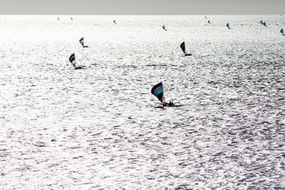 High angle view of people on beach