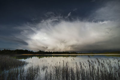 Scenic view of lake against sky