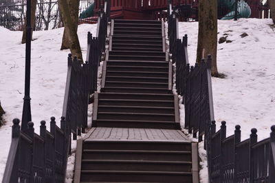 Staircase of building during winter