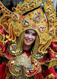 Portrait of young woman in traditional clothing