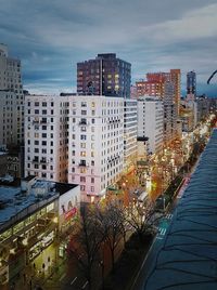 High angle view of cityscape against sky