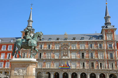 Low angle view of historical building against clear sky