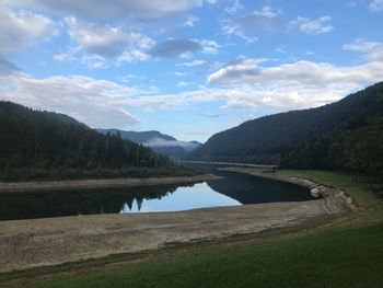 Scenic view of lake against sky