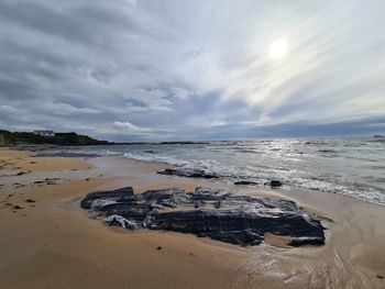 Scenic view of beach against sky