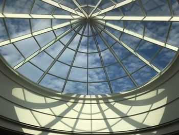 Low angle view of skylight in building