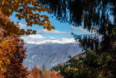 Scenic view of mountains against sky during autumn