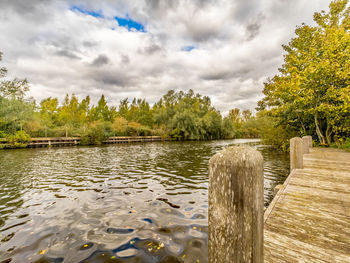 Scenic view of lake against sky