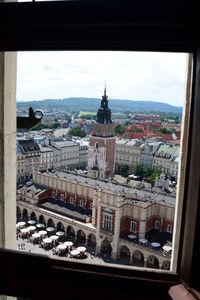 High angle view of buildings in city