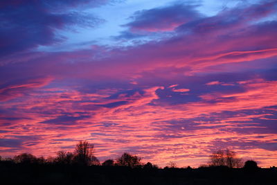 Scenic view of dramatic sky during sunset