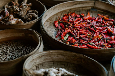 High angle view of food for sale at market