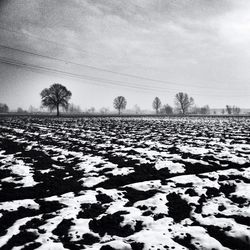 Scenic view of snow covered field