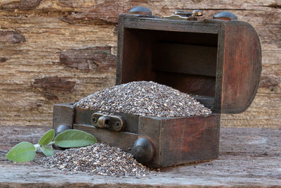 Close-up of abandoned building