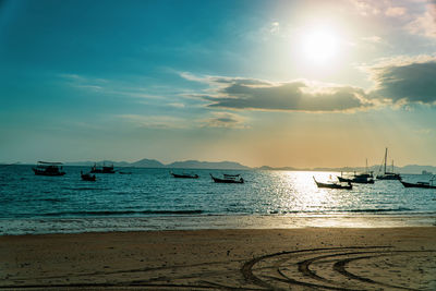 Fishing boats on krabi beach, thailand