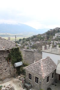 Houses against cloudy sky at gjirokaster