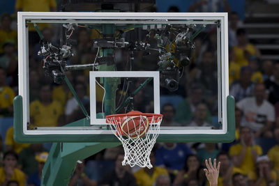 Close-up of basketball hoop