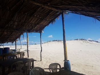 Scenic view of beach against sky during winter