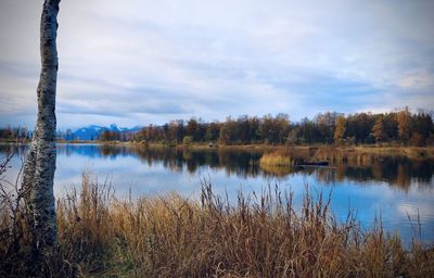 Scenic view of lake against sky