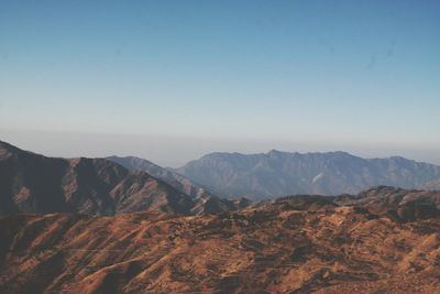 Scenic view of mountains against clear sky