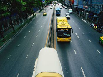 High angle view of traffic on road