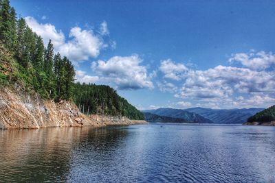 Scenic view of lake against sky