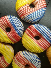 High angle view of multi colored candies for sale