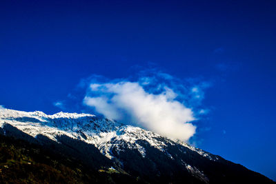 Scenic view of snow covered mountains against sky