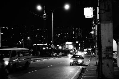 Traffic on road at night