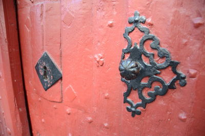 Close-up of metal door
