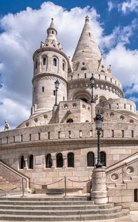 Fisherman's bastion on the upper town buda in budapest, hungary, on a sunny summer morning