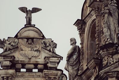 Low angle view of statue against sky