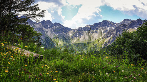 Scenic view of mountains against sky