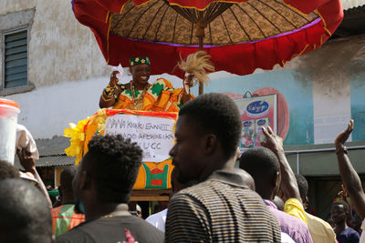 People on street in city