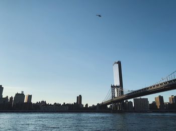 Low angle view of buildings against clear sky