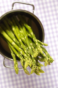 High angle view of vegetables on table