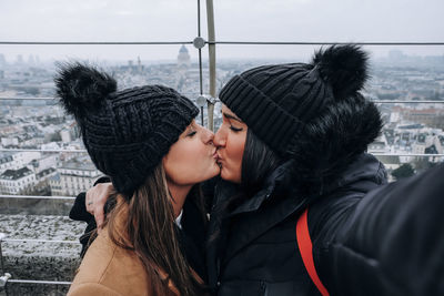 Close-up of women kissing