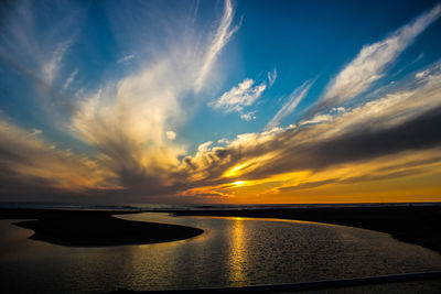 Scenic view of sea against sky during sunset