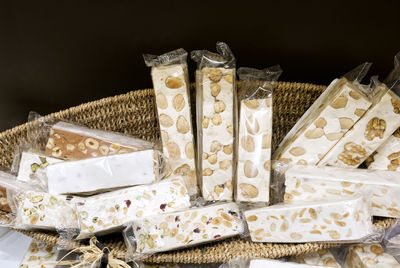 Display basket of traditional italian nougat