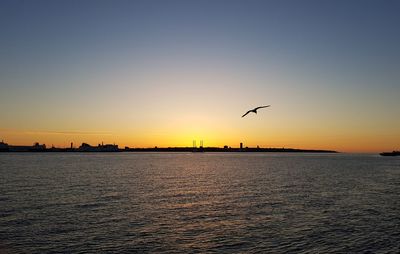 View of sea against sky during sunset