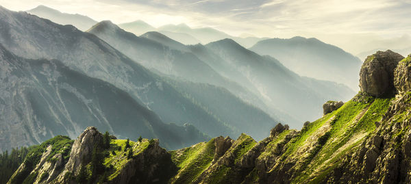 Scenic view of mountains against sky