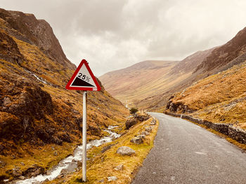 Road by mountain against sky