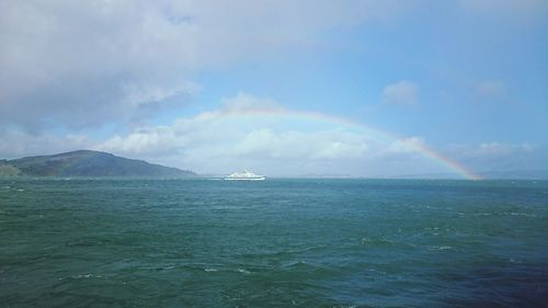 Scenic view of sea against cloudy sky