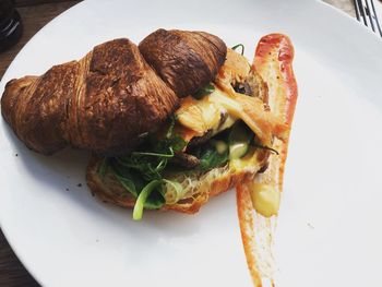 Close-up of croissant on plate