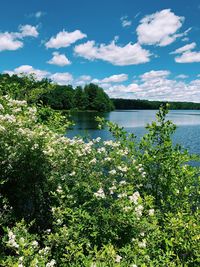 Scenic view of lake against sky