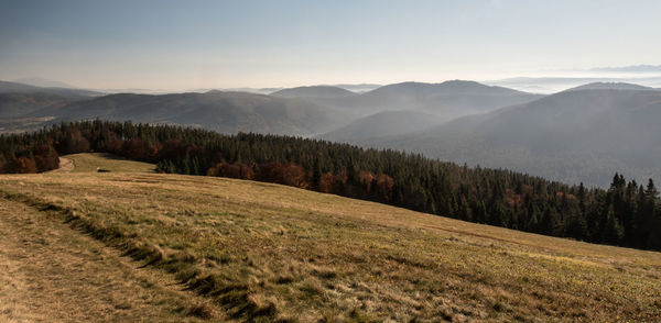 Scenic view of mountains against sky