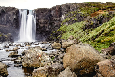 Scenic view of waterfall